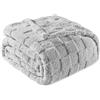 Exclusivo Mezcla Coperta in Pile, Copriletto Leggero e Morbido, 130x150 cm | Copridivano, Usi Multipli, All'aperto, Jacquard a Quadri, Flanella, Traspirante, Tutte le Stagion, Grigio Chiaro
