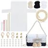 WADORN Kit di Borse all'Uncinetto per Maglieria Fai-da-Te, Kit di Tela in Plastica A Rete per Borse A Tracolla Materiali per Borsa A Tracolla all'Uncinetto Fai-da-Te per Progetti di Ricamo, Nero