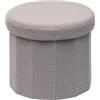 Bonlife Pouf Contenitore, Portaoggetti Baule, Poggiapiedi Pieghevole Rotondo, Cassapanca, per Ingresso, Soggiorno e Camera da Letto, Grigio, 38x38x38 cm