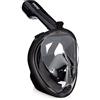 Emsmil Maschera da Snorkel Snorkeling Subacquea Immersioni Nuoto 180 ° Vista Panoramici Easybreath Full Face maschere subacquee Anti-Fog Anti-perdita per Adulti e Bambini gopro Nero L/XL