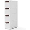 COSTWAY Mobile Bagno con 4 Cassetti, Mobiletto Bagno Salvaspazio con Ruote, Cassettiera in PP per Soggiorno, Bagno e Cucina, 42 x 19 x 74 cm