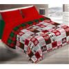 Tata Home Trapunta Invernale Matrimoniale in Calda Morbida Microfibra Piumone Piumino Autunno Inverno Coperta Letto Trapuntata Misura 260x260 cm Fantasia Tirolese Dis.4 Patchwork Rosso