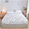 Daesar Lenzuolo Angoli Matrimoniale 180 x 200 x 25 cm, Lenzuola Matrimoniali Cotone Lavato Motivo Linee Geometriche Lenzuolo Morbido, Traspirante, Lavabile in Lavatrice, Nero Bianco