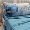PETTI Artigiani Italiani - Lenzuola in Cotone con Federe in Stampa Digitale, Lenzuolo Una Piazza e Mezza Francese, Completo Letto Fantasia Floreale 138 Azzurro, 100% Made in Italy