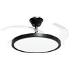 DRW Ventilatore da soffitto con Luce e 3 Pale retrattili in Metallo e Acrilico Nero Harmony 53x106x106 cm, Multicolore, Medidas: 106x106x53 cm