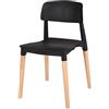 Generico GORICA SET 4 LISBONA Sedie senza braccioli stile moderno seduta comoda e gambe in legno cucina bar - Nero