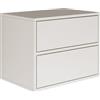 Selsey Comodino Sospeso Camera da Letto Framme 50 cm Finitura Weiss 2 Cassetti Spaziosi Push to Open Senza Maniglie Design Minimalista Pannello Laminato 16mm
