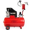 Generico Compressore ad aria da 50 litri pressione 8 bar elettrico coassiale 2 Hp incluso Kit Accessori salva spazio motore potente termicamente silenziato protetto con Carcassa esterna in alluminio