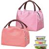 AMONENZ 2 Pezzi Borse Termiche Piccole, Tessuto Oxford Mini Borse Termica, Portatile Borse Frigo Piccole, Pieghevole Borse Porta Pranzo, per Scuola, Ufficio e Picnic