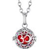 Morella Catenina Donna in Acciaio Inox 70 cm con Ciondolo Om Mantra e Sfera Rossa Ø 16 mm in Sacchetto di Velluto