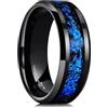 King Will - Fede nuziale in carburo di tungsteno per uomo - 8 mm, fede nera con finitura ad alta lucentezza e intaglio in sabbia blu-verde per l'uso quotidiano, comodo per gli uomini, taglia 54-70 (17