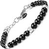 10:10 Bracciale Uomo Donna Tormalina Nera Naturale 6 mm - Beads in Acciaio Inox, Braccialetto Regolabile, Comodo e Resistente all'Acqua - Idea Regalo, Made in Italy