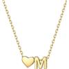ChicSilver Collana Argento 925 Donna, Collana Donna Oro Cuore con Iniziale Lettera M Lunga 41+5CM, Ciondolo Lettera Ragazza Amicizia Idee Regalo per Compleanno Anniversario Natale