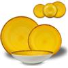 ARCA, Set 18 Piatti Coordinati Pepper in Porcellana Decorata, Servizio per 6 Persone, con Piatti Fondi, Piani e da Dessert, Moderni e Colorati, Lavabili in Lavastoviglie, Colore Giallo