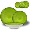 ARCA, Set 18 Piatti Coordinati Pepper in Porcellana Decorata, Servizio per 6 Persone, con Piatti Fondi, Piani e da Dessert, Moderni e Colorati, Lavabili in Lavastoviglie, Colore Verde