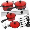HEMOTON giocattolo da tavola vestito per bambini di legno mini giocattoli set da gioco in legno pentole da gioco per la casa utensili da cucina per la casa cibo stoviglie padella impostare