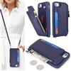 SailorTech Custodia per iPhone 7 Plus in Pelle Portafoglio con porta carte di credito, Cover per iPhone 8 Plus Cellulare Regolabile Collana con slot per carte di credito - Blu