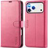 TUCCH Custodia per iPhone 17 Pro Max 6,9-pollici 5G 2025 [Blocco RFID] Portafoglio | Cover Pelle Sintetica TPU Antiurto Stand Slot Schede Cover Libro Protezione Integrale Chiusura Magnetica, Rosa Vif