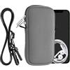 kwmobile Custodia in Neoprene con Zip per Smartphone - Portacellulare a Tracolla - Porta Cellulare da Collo Universale - Borsa Cover Telefono grigio