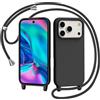 AOMYKE Cover per iPhone 17 Pro Max con Cordino, Custodia con Laccio Collana Tracolla Collo Liquido Silicone Antiurto TPU Antiurto AntiGraffio Case - Nero