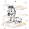 Pandawal - Adesivo da parete, motivo: animali Safari su nuvole con stelle (M, zebra)