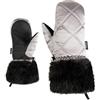 Ziener KWINZI-Z - Muffolo da sci da donna, per sport invernali, con polsini in pelliccia sintetica, idrorepellente, argento metallizzato, 6,5