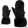 Ziener KWINZI-Z - Muffolo da sci da donna, per sport invernali, con polsini in pelliccia sintetica, idrorepellente, nero, 6,5