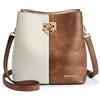 BOSTANTEN Borsa a tracolla da donna, taglia media, in pelle PU, a tracolla, a tracolla, elegante, A-4206-beige con marrone, L
