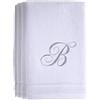 Creative Scents Set di 4 asciugamani con monogramma/punta delle dita, regalo personalizzato, 27,9 x 45,7 cm, set di 4 asciugamani ricamati color argento, extra assorbenti, 100% cotone, finitura morbida in velluto