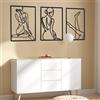 CHENGU 3 pezzi in metallo minimalista astratto da parete da donna, decorazione artistica da parete, decorazione da parete singola per casa, da appendere, per cucina, bagno, soggiorno (nero, gamba)