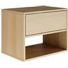 Selsey Comodino Sospeso Framme 50 cm Minimalista per Camera da Letto in Lindberg-Eiche Mensola con Cassetto Spazioso Sistema Push to Open Venature Naturali Uniche