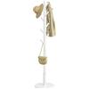 VASAGLE Attaccapanni, Appendiabiti da Terra in Legno, 8 Ganci, per Cappotti Cappelli Borse, per Ingresso, Ganci e Palo in Legno di Gomma, Bianco Nuvola RCR009WH01