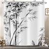 Hnmdmyi Tenda da doccia Bambù 180x200, Grigio Piante Tende da doccia Bianco Moderno Minimalismo Arte Estetica Tenda da bagno Impermeabile Poliestere Tessuto Lavabile Tenda da bagno con Ganci