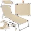 TecTake® Lettino a Sdraio per Prendere Il Sole con L'Ombrello Parasole 190cm, Lettino Pieghevole, Sdraio da Spiaggia, Lettino da Sole, Sdraio da giardino, Arredamento Terrazzo Balcone- beige
