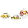 THUN, Set 2 Tazzine Espresso e Zuccheriera in Porcellana Decorata a Mano con Motivi Floreali, Linea Florianne, 20.5x7.5x10.3 cm h, Capienza 1000 ml