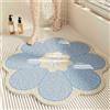 Odot Tappeto Doccia Antiscivolo, Motivo a Margherita Tappetino da Bagno in Luffa PVC, Tappeto Lavabile Morbida, Tappeti bagno con Scarico Asciugatura per Area Umida (Blu,60x60cm)