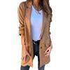 Generic Blazer in pelle scamosciata da donna, giacca lunga da lavoro con bottoni, trench in similpelle con revers a lancia, soprabito invernale(Brown,3X-Large)