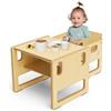 Brolteja Children's Feeding Table and Chair Set, Montessori Wooden Children's Table, Game Desk with Storage Space, Suitable for Children to Read, Play, Eat