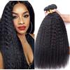 IFLY 10A Extension Capelli Veri Tessitura Matassa Kinky Straight Human Hair Bundles (12 14 16 pollice) Yaki Straight Unprocessed Extensions per Capelli Brasiliani Nero Naturale 300g/pack