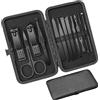 SHUOHONG Set Manicure da Viaggio 12 Pezzi, Tagliaunghie In Acciaio Inox, Tagliaunghie Set Manicure Professionale, Kit Pedicure con Custodia In Pelle da Viaggio per Uomini Donne Nero