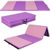 COSTWAY Tappettino da Ginnastica Pieghevole 240 x 116 x 5 cm, Tappetto Palestra da Terra con Maniglie Portatile, Materassino da Allenamento per Fitness e Yoga (Viola e Rosa)
