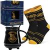 Harry Potter Set Regalo Tazza e Calzini Donna Adolescenti, Hogwarts Calze al Polpaccio EU 35-41 e Tazze Ceramica, Regalo per Lei (Calzini neri con tazza e cucchiaio, Tazza: 450 ml, Calzini, 35/41 EU)