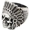 Treasure Bay TreasureBay - Anello gotico in argento Sterling 925 con teschio e capo indiano americano e Argento, 66 (21.0), colore: Argento, cod. TBR925SBR