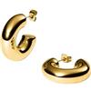 Purelei Stellar Glow - Orecchini a cerchio piccoli, in acciaio inossidabile, placcati in oro 14 carati, oro rosa o argento, leggeri, diametro esterno 10 mm, 8,8 g (coppia), impermeabili, normale