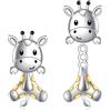 KQF Orecchini a forma di elefante/giraffa da donna, in argento Sterling con elefante/giraffa, orecchini rimovibili, regali per donne e ragazzi, Argento sterling, Nessuna pietra preziosa