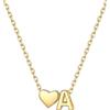 ChicSilver Collana Argento 925 Donna, Collana Donna Oro Cuore con Iniziale Lettera A Lunga 41+5CM, Ciondolo Lettera Ragazza Amicizia Idee Regalo per Compleanno Anniversario Natale