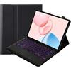 leleyo Custodia per tastiera per Honor Pad 10 12.1 pollici Smart Cover con tastiera touchpad retroilluminato magnetico rimovibile wireless QWERTY, nero