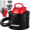 KAMINER Aspiracenere/Aspirapolvere 10 L Senza Sacco con Soffiante - 800 W, 16 kPa, Filtro HEPA + filtro tessuto, Serbatoio acciaio, tubo alluminio, doppia bocchetta - per camini, stufe a pellet