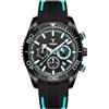 TYBERLEY Orologio da polso vintage da uomo, al quarzo, cronografo, con fasi lunari, cinturino in gomma, impermeabile, luminoso, casual, sportivo