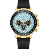TYBERLEY Orologio da polso al quarzo da uomo, classico, 42 mm, impermeabile, cinturino in gomma, luminoso, multifunzione, cronografo